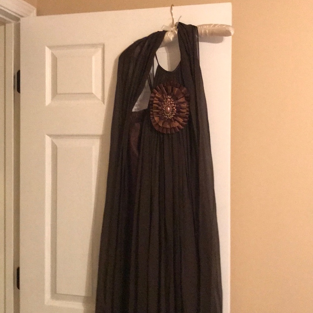 NWT Stunning 100 Silk Brown 6 Dress Quest Maxi